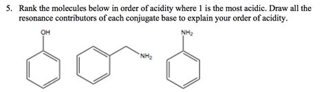 Solved Rank The Molecules Below In Order Of Acidity Where 1