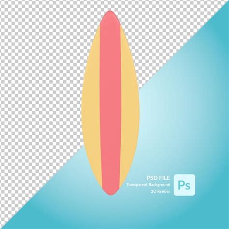 Renderização de ilustração 3d de prancha de surf PSD Premium