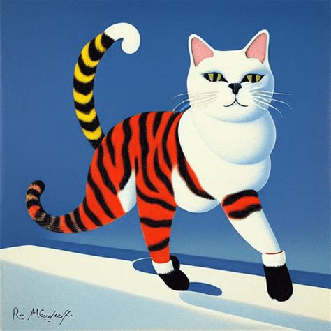 Chat Color Marchant Dans La Neige Blanche Renee Magritte Creative