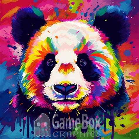 Colorful Panda Image Digital Download - Etsy