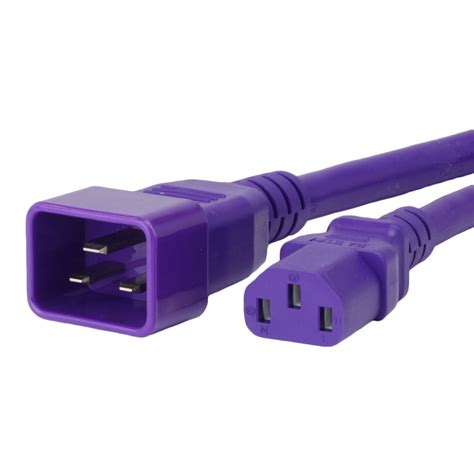 15ft C13 C20 15a 250v Purple Power Cord