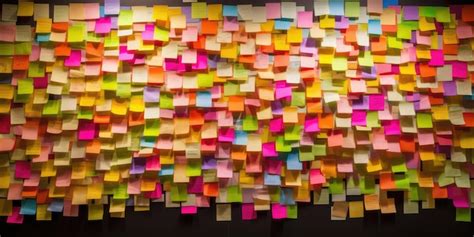 Premium AI Image | Many colorful sticky notes or adhesive notes on a wall