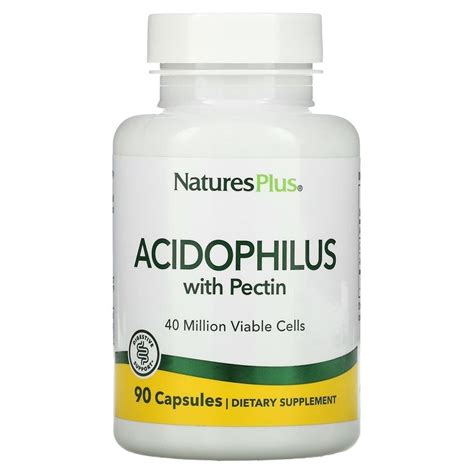 Ацидофильные бактерии с пектином, 90 капсул, Nature's Plus ACIDOPHILUS ...