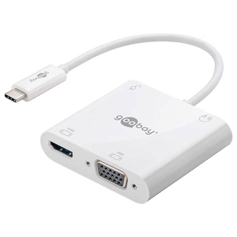 USB C til HDMI VGA 3 5 mm adapter m strømport Goobay 539 kr