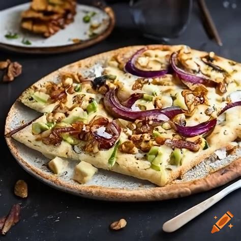 Delicious White Focaccia With Honey Walnuts Bacon Avocado And