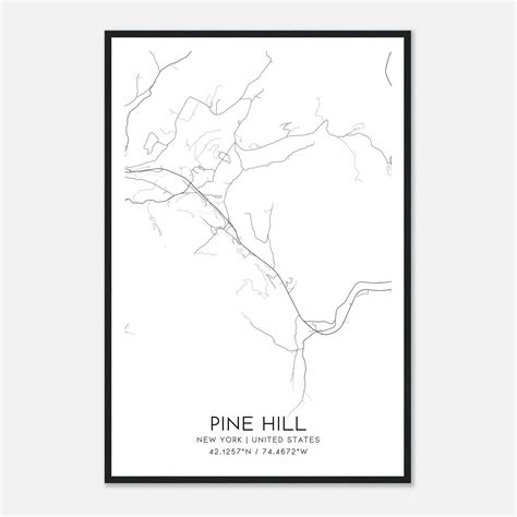 Pine Hill New York Map Poster, Modern Home Decor Wall Art Print