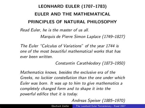 Pdf Leonhard Euler 1707 1783 Euler And The Mathematical Principles