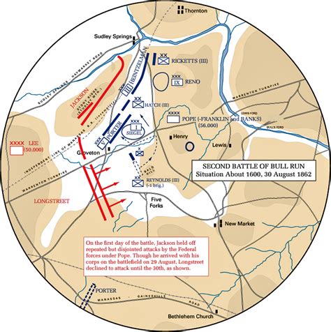 Map of the Second Battle of Bull Run - August 30, 1862