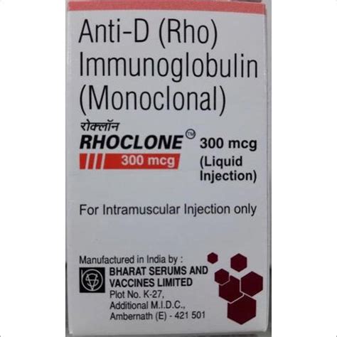 Anti D Rho Immunoglobulin Monoclonal 300 Mcg Liquid Injection At