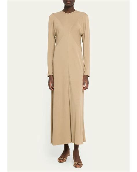 The Row Venusia Long Sleeve A Line Maxi Dress In Natural Lyst