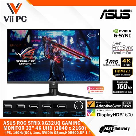 Asus Rog Strix Xg32uq 32 4k Uhd 3840 X 2160 Hdmi 21 Gaming Monitor