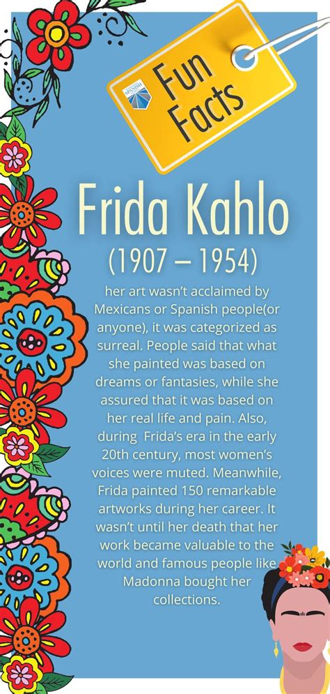 Fun Facts Frida Kahlo Spanish People How To Speak Spanish Fun Facts