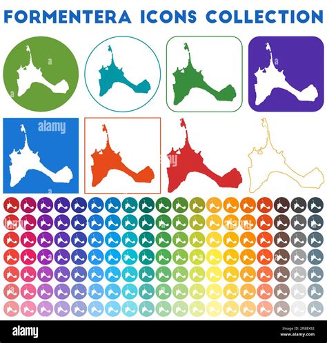 Formentera Icons Collection Bright Colourful Trendy Map Icons Modern