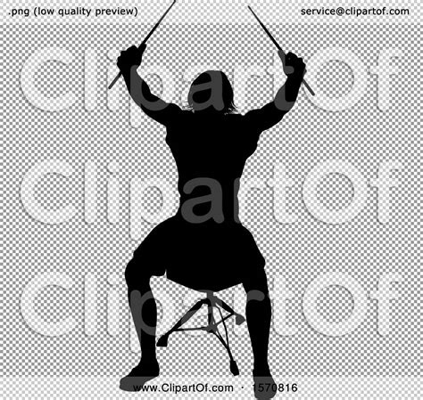 Clipart Of A Silhouetted Female Drummer Royalty Free Vector