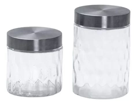 Kit Potes De Vidro Tampa Inox Bolhas Redondo Mozcada Cor Nude Mercadolivre