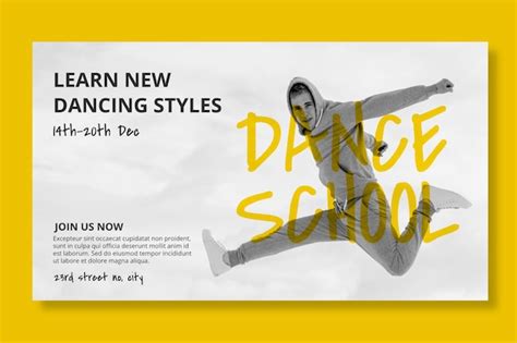 Free Vector | Dance school horizontal banner template with male dancer