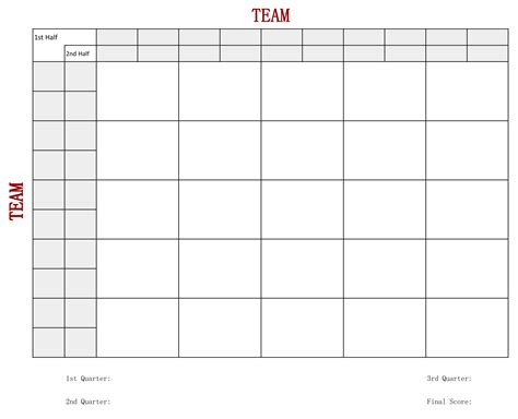 25 Square Football Pool Grid - 10 Free PDF Printables | Printablee