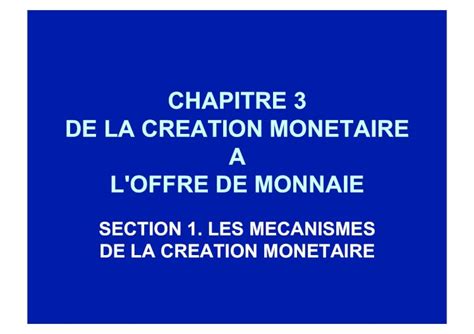 PDF CHAPITRE 3 DE LA CREATION MONETAIRE A L OFFRE DE CHAPITRE 3