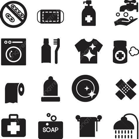 Silhouette Hygiene Icons Set Soap Liquid Pictogram Vector Soap Liquid