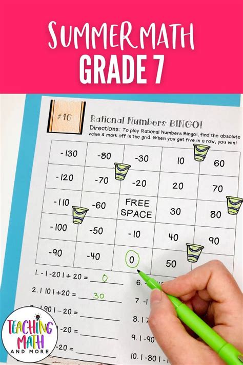 7th Grade Summer Packet Summer Math Worksheets Grade 7 Middle