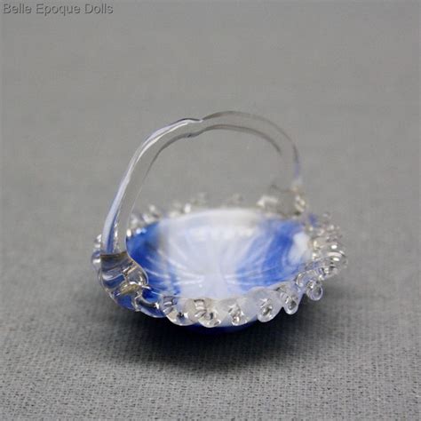 Antique Dolls House Accessories Antique Miniature Spun Glass Basket Ref A0188