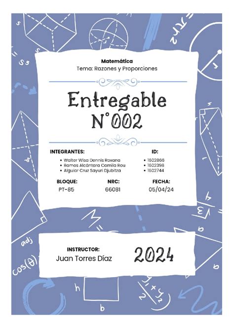 SCIU 178 Actividad Entregable 002 TEMA Razones Y Proporciones