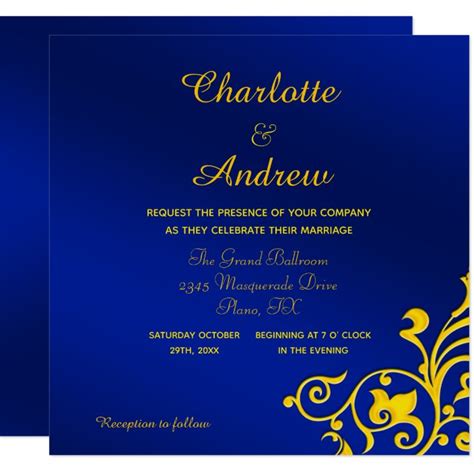 Royal Blue and Gold Wedding Invitation | Zazzle.com