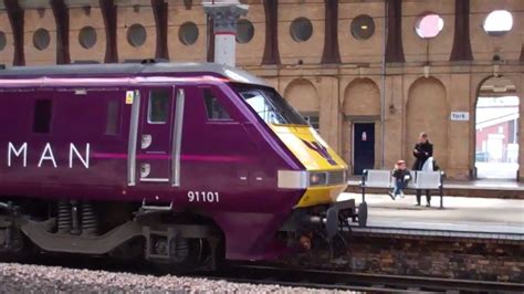 East Coast Class 91 At York In Flying Scotsman Livery Youtube