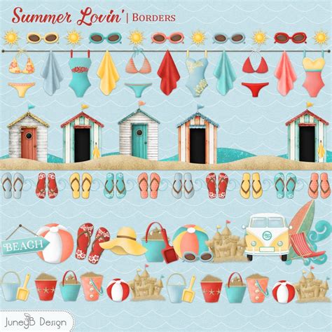 Beach Clip Art Summer Clip Art Summer Lovin Scrapbook Etsy