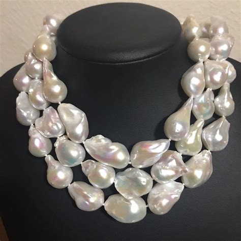 Large Baroque Pearl Necklace Fireball Pearl Necklace Large Pearl