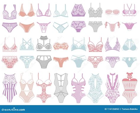 Collection Of Lingerie Panty And Bra Set Stock Vector Illustration