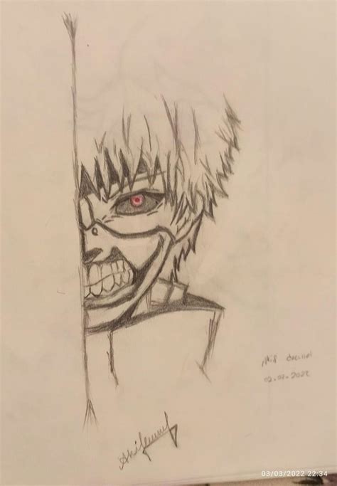 Kaneki Ken Tokyo Ghoul Half Face Drawing