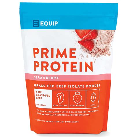 Equip Foods Prime Protein Grass Fed Isolate Beef Protein Powder Strawberry 1 7 Pounds