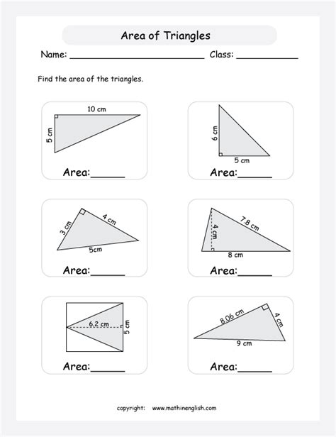 Area Of Triangle Worksheet Beginner