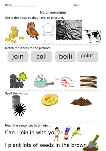 Differentiated Phonics Worksheet Oi Sound Teaching Resources