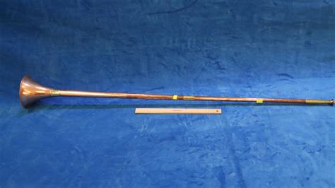 Lot 19th Century English Copper And Brass Hunting Horn 113cm Long