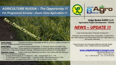 Leu Agro News Update On Its Subsidiary Volga Baikal Agro Llc Russia