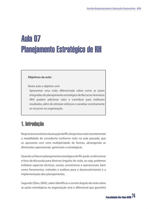 Pdf Aula 07 Planejamento Estratégico De Rh · Integradas De