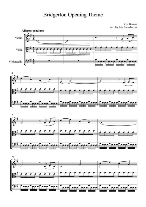 Bridgerton Bridgerton Opening Theme String Trio Violin Viola Cello Sheets By Fuchsia Snowburner