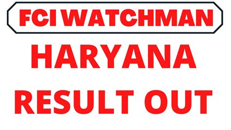 Fci Watchman Haryana Result Out Cutoff Next Exam Youtube