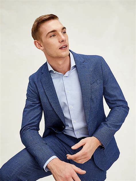 Th Flex Gingham Slim Fit Suit Blue Tommy Hilfiger