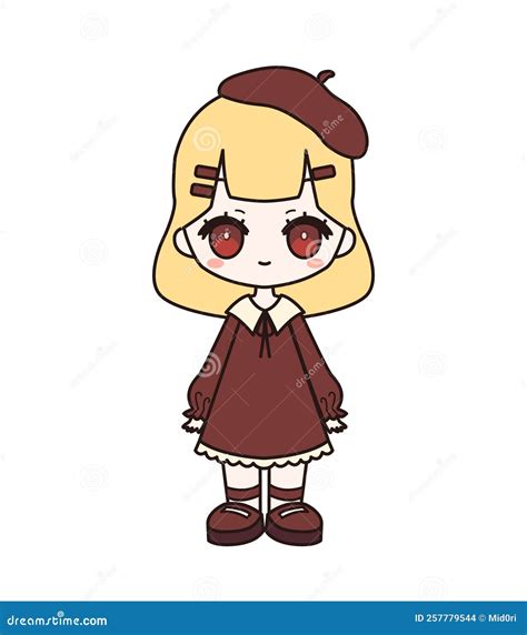 Illustration Of Isolated Japanese Style Kawaii Cute Chibi Blonde Girl Stock Vector