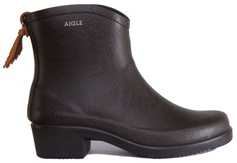 Aigle Miss Juliette Bottillon Women Rubber Black Ankle Boots Size Uk