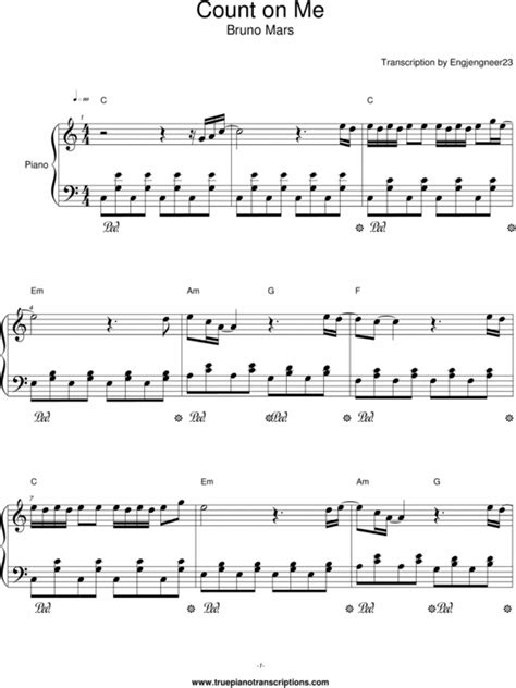 Count On Me Bruno Mars Download Sheet Music