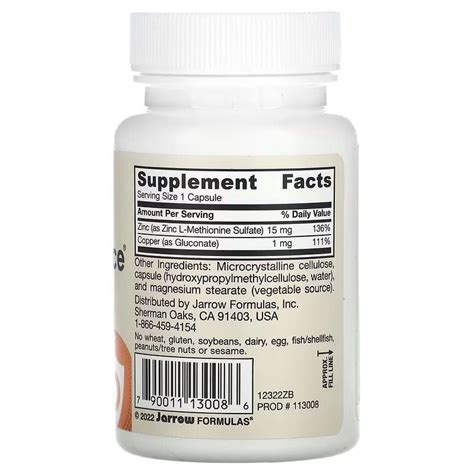 Цинк баланс Jarrow Formulas Zinc Balance 100 капсул - Цинк - Купити ...