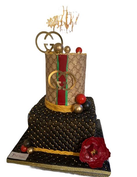 Gucci Gold Black Flower Cake