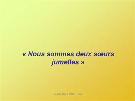 Nous Sommes Deux Surs Jumelles Damien Colas Cnrs