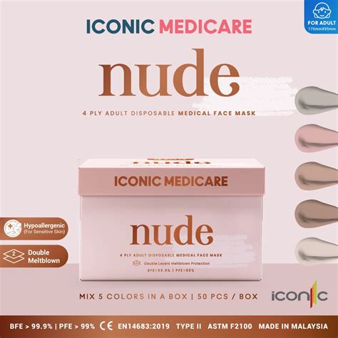 Iconic 4 Ply Medical Face Mask Nude 50pcs Shopee Malaysia