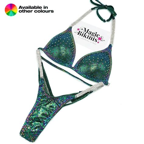 Quick Ship Bikini 157 NPC PCA Mystique With Volcano Border Magic Bikinis Custom Competition