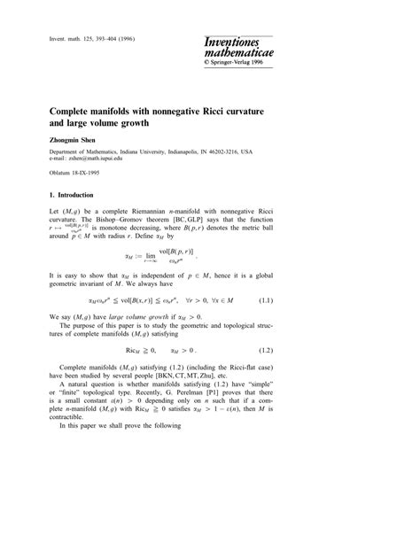 Pdf Complete Manifolds With Nonnegative Ricci Curvature And Large